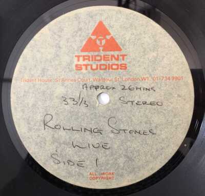 THE ROLLING STONES - 'LIVE' (GET YER YA-YA'S OUT) - TRIDENT STUDIOS ACETATE RECORDING