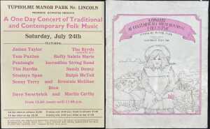 1971 TUPHOLME MANOR PROGRAMME AND HANDBILL - THE BYRDS / INCREDIBLE STRING BAND AND MORE.