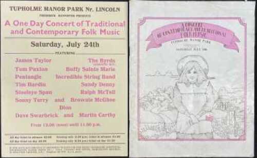 1971 TUPHOLME MANOR PROGRAMME AND HANDBILL - THE BYRDS / INCREDIBLE STRING BAND AND MORE.