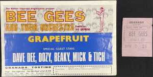 THE BEE GEES - ORIGINAL 1968 HANDBILL AND TICKET STUB.