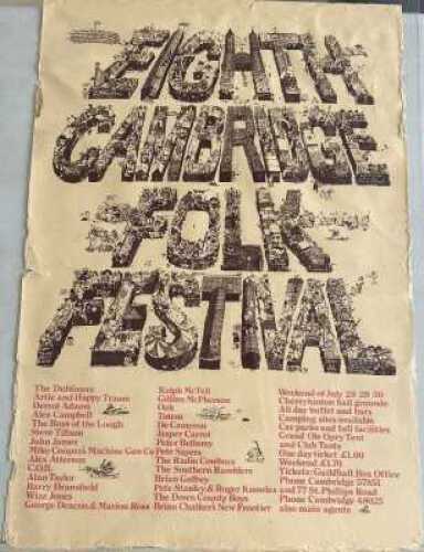 1972 EIGHTH CAMBRIDGE FOLK FESTIVAL ORIGINAL POSTER PLUS 6 OTHER FOLK POSTERS