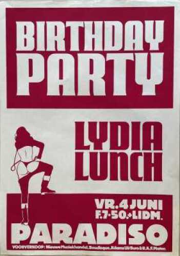 BIRTHDAY PARTY/LYDIA LUNCH - ORIGINAL 1982 PARADISO AMSTERDAM POSTER.