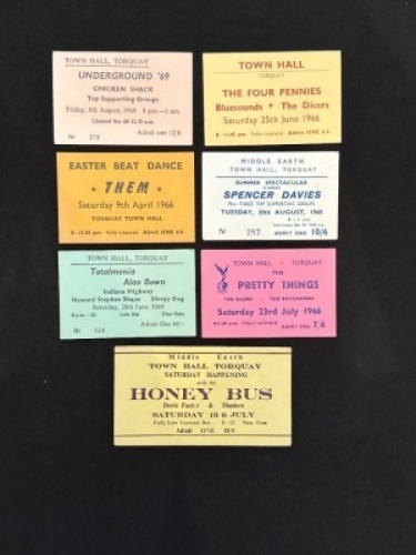 TORQUAY TOWN HALL 1960S - TICKET COLLECTION INC PRETTY THINGS.