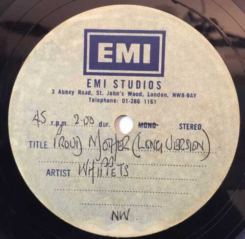 THE WHIPPETS (WINGS) - PROUD MOTHER/TOMORROW - EMI STUDIOS 7" ACETATE RECORDING