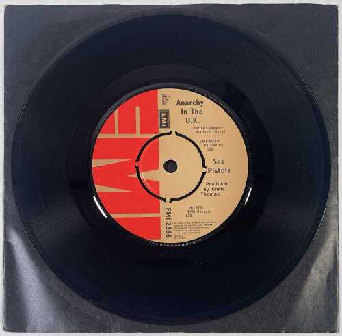 SEX PISTOLS - 'ANARCHY IN THE U.K.' 7" CHRIS THOMAS MISCREDIT & BLACK SLEEVE