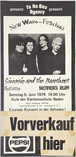 PUNK - ORIGINAL SIOUXSIE AND THE BANSHEES SWISS CONCERT POSTER.