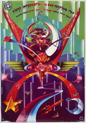 PINK FLOYD / THE MOVE AND MORE - HAPSHASH AND COLOURED COAT DESIGNED 1968 INTERNATIONAL POP FESTIVAL POSTER.